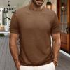 Летние мужские топы, трикотажные, с круглым вырезом, короткими рукавами, однотонные, ребристые, эластичные футболки, облегающие, пуловеры, повседневная одежда