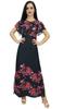 Women's Sleeve Black Floral Maxi Dress Georgette Summer Wear-14