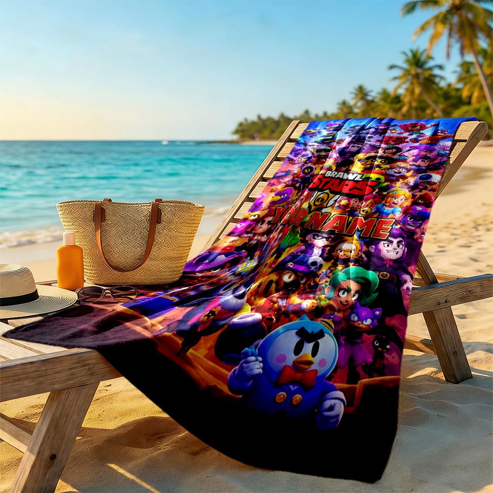 Supercell Customize Text Beach Towel Super Soft Microfiber Quickdry Fabric Portable for SwimmingBeachCamping Travel Beach AccessoriesGym