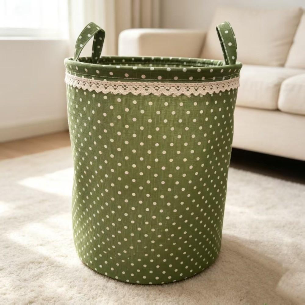 Polka Dot Storage Basket Cotton Linen Laundry Basket Fashion Laundry Hamper Bedroom