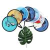 Round Folding Fans Cartoon Hand Fan Circular Fan Pocket Fan  For Beach Lawn