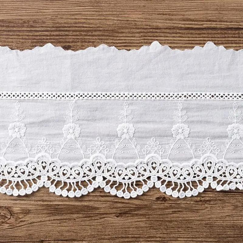 3 ярда/лот, ширина 13-15 см, экологически чистая кружевная ткань из 100% хлопка с вышивкой и волнистым вырезом, кружевная бейка, аксессуары для шитья своими руками