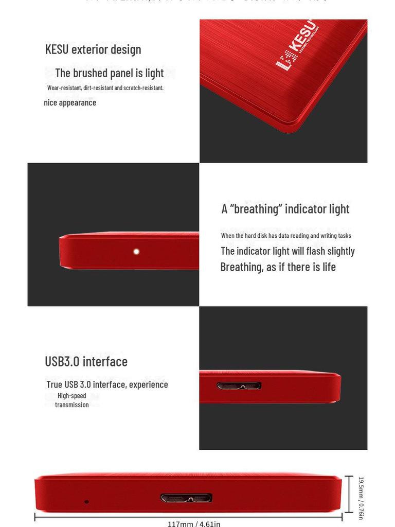 KESU 1TB USB 3.0 Portable Hard Drive, 2.5-Inch Encrypted, High-Speed Transfer