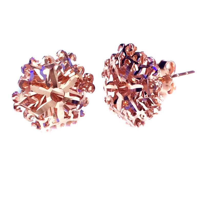 Серьги-пусеты Starryfu из розового золота 585 пробы с русскими снежинками, сверкающие женские в корейском стиле из пурпурного золота