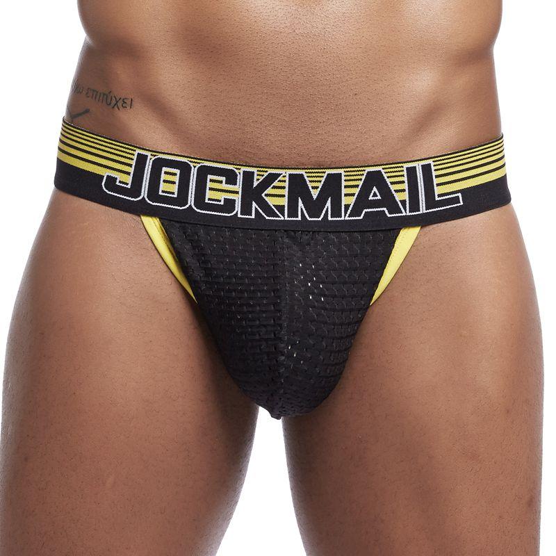Трусы JOCKMAIL, модное брендовое сексуальное мужское нижнее белье, дышащее сетчатое нижнее белье с низкой талией, высоким разрезом, большой чехол для мошонки, спортивные трусы