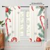 2pcs,2D Plane Printing Pattern Curtains Christmas Candy Snowflakes Berries (2) Durable 100% Polyester Fabric (without Rod) Home