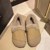 Туфли на плоской подошве для женщин, меховые хлопковые туфли 2024 года, зимние повседневные женские мокасины с круглым носком, туфли на плоской подошве, новые женские мокасины, мягкие мокасины
