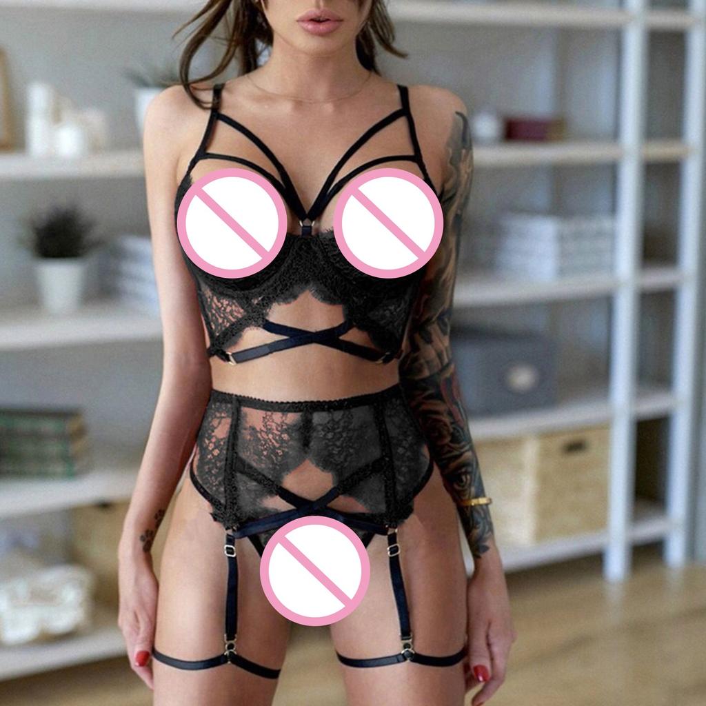 Ladies Strap Lace Crochet Cutout Teddy Lingerie Embroidery Underwear