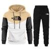 Autumn 2024 New Yellow Sportswear Tracksuits Men's Casual Plushed Warm Hoodie Set Color Matching Brand 2 Piece Set