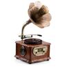 HOFEINZ Natural Wood Phonograph Pure Copper Horn Crafts Multi Record Radio RPM Player/Bluetooth4.2/USB/FM 33/45