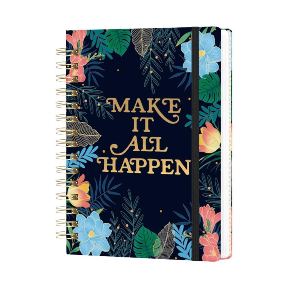 Stylish A5 Coil Notebook Spiral Bound Hardcover Spiral Notebook Elastic Band Lined Pages Lined Journal Office Notes