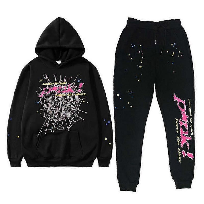 Unisex Spider-Print Hooded Top & Trousers Set