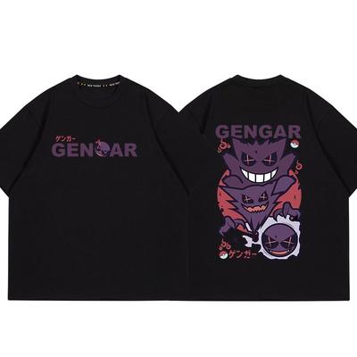 Мужская футболка с принтом Pokémon Gengar, 100% хлопок, модная летняя одежда 2026, оверсайз, уличный кэжуал, топы в стиле Y2K, одежда Streetwear