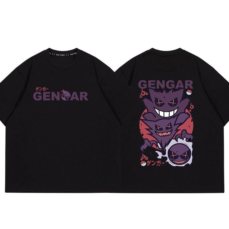 Мужская футболка с принтом Pokémon Gengar, 100% хлопок, модная летняя одежда 2026, оверсайз, уличный кэжуал, топы в стиле Y2K, одежда Streetwear
