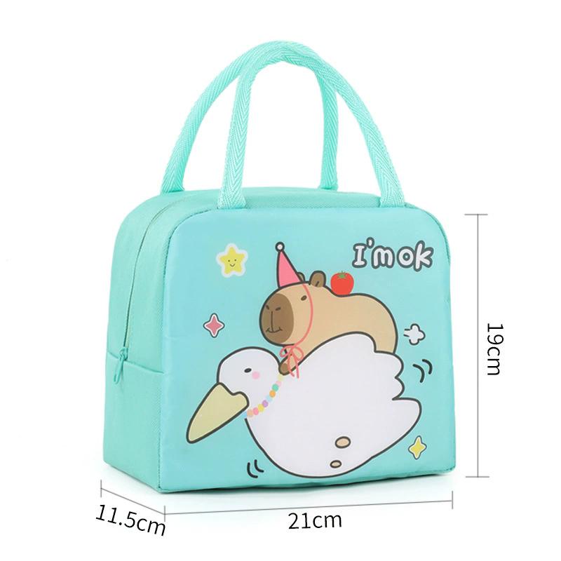 Cartoon Capybara Insulated Lunch Bag - Portable Thermal Bento Box Eco-Friendly Meal Tote for Kids School Food Container