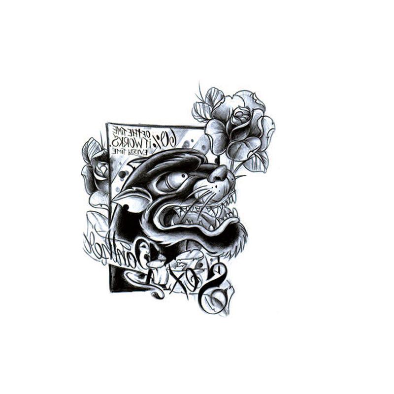 Наклейка на татуировку лиса лев тигр цветной цветок рука водонепроницаемая переводная татуировка наклейка имитация татуировки наклейка
