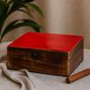 Mango Wood Box Ceramic Glazed Red 20x15x7.5cm