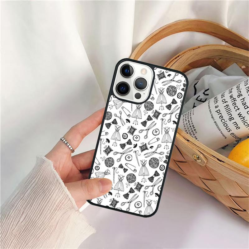 Швейная машина портной элементы узор Чехол для телефона Для iPhone 17 Air 16 15 14 11 12 13 Pro MAX Plus coque Чехол