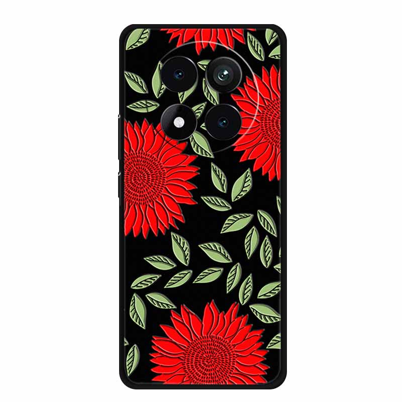 3D Emboss Case For Xiaomi Redmi Note 15 Phone Case Flowers Black Silicone Soft Back Cover Coque For Redmi Note 15 Pro Plus Case