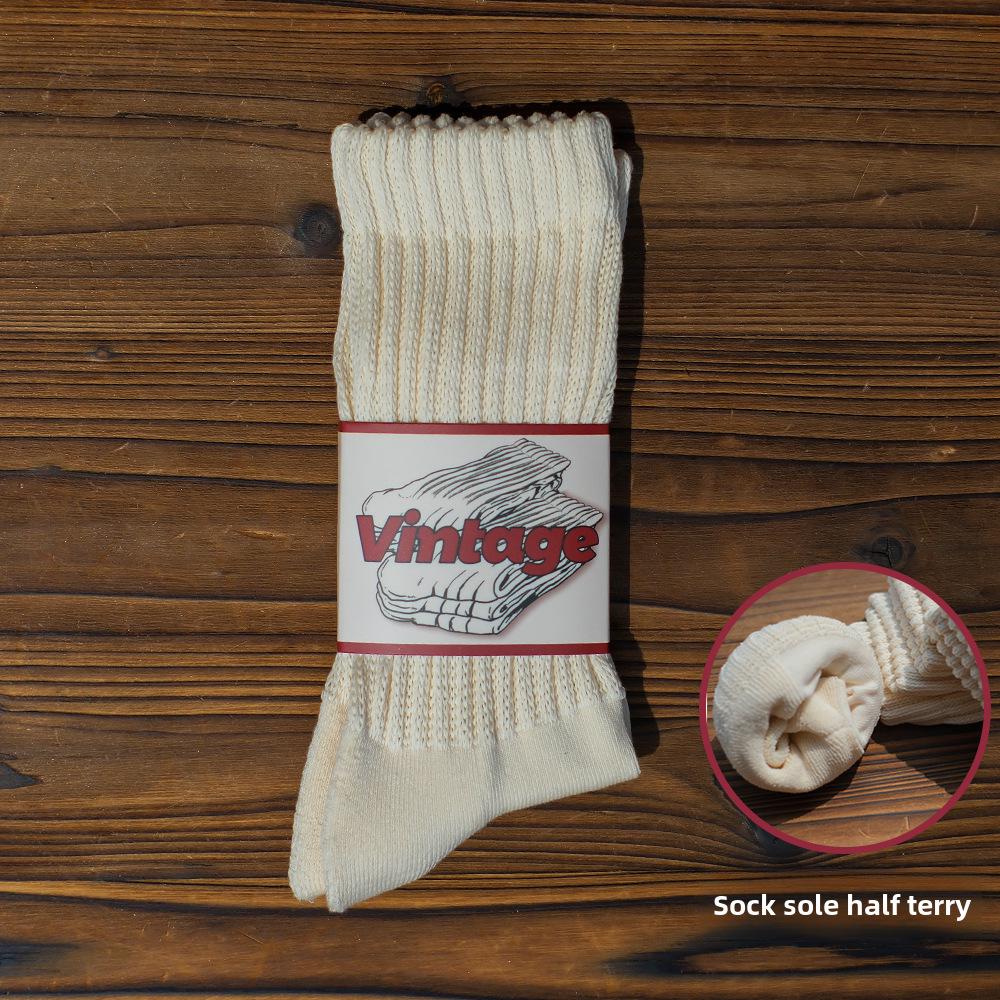 Носки средней длины Ami Khaki Retro Cotton - унисекс, осенне-зимний стиль