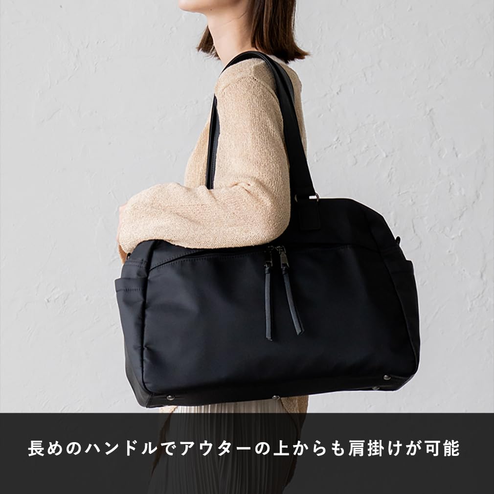 Vita Felice Nylon Boston Bag for Women [VITAFELICE] 14-pocket Inb-10145z (black)