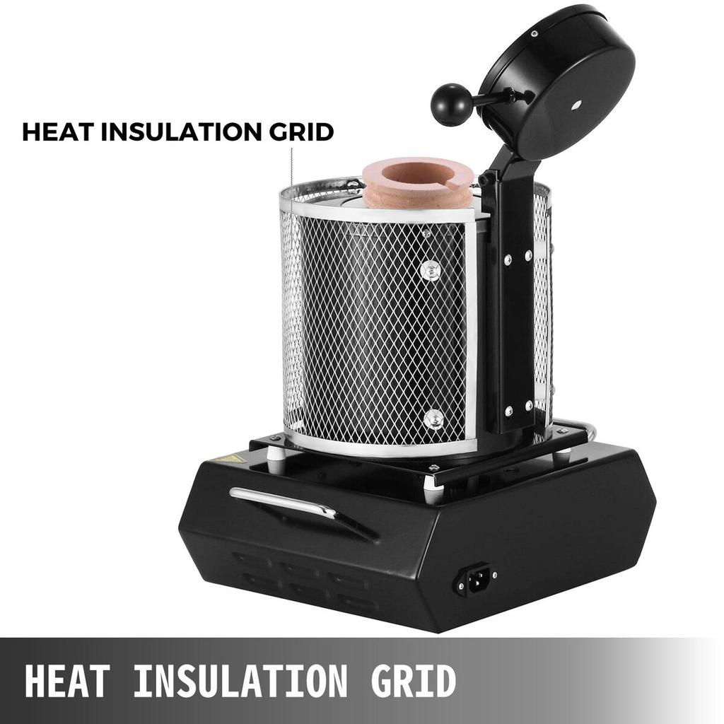 Gold Melting Furnace, 1350W, 1150 Max Temperature, Digital Electric Melting Furnace Machine, with 3 kg Ceramic Crucible, for Casting Refining Precious