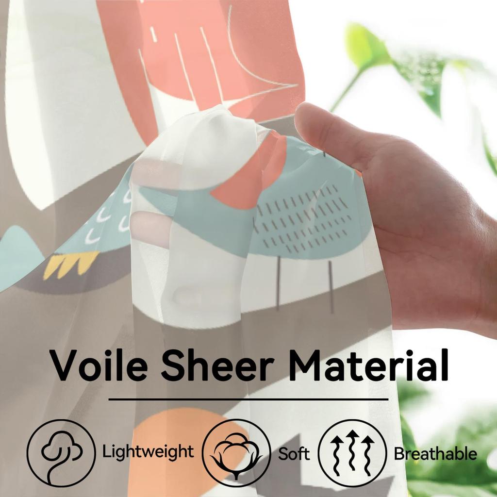 Herdesings Cute Animals Sheer Tulle Curtains Chiffon Drapes 2 Panels Window Curtains for Living Room Bedroom Kitchen Decoration