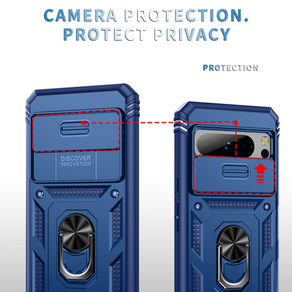 Чехол для Google Pixel 8 Pro Camshield с кольцом-держателем и подставкой, ТПУ+ПК, чехол для телефона