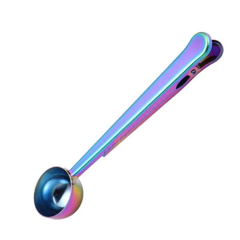 Ложка для кофе из нержавеющей стали два в одном, зажим для запечатывания, серебристый, кухонные аксессуары, украшение для чаши для приема, кофеварка