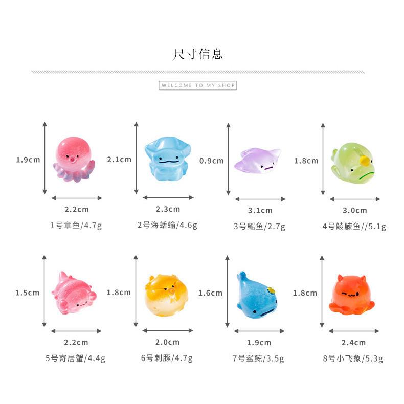 10Pcs Multicolors Mini Marine Animal Miniatures Resin Ornaments Fairy Garden Decoration Micro Landscape