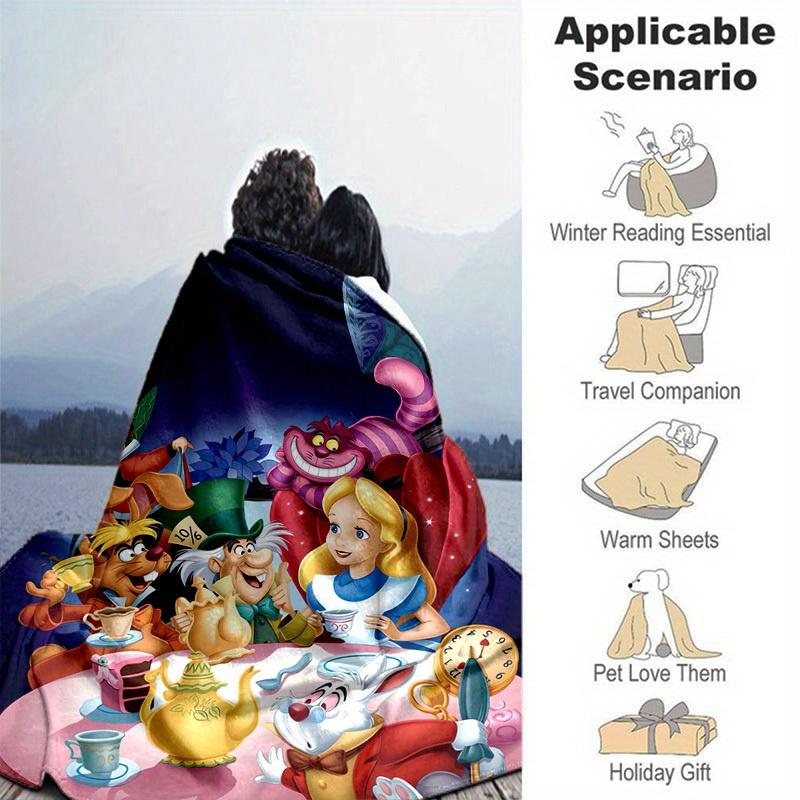 1pc, Wonderland Adventure Blanket, Perfect for All Seasons, Soft Flannel Throw Blanket, Versatile & Cozy for Bedroom, Living Room, Travel, Camping, Ca