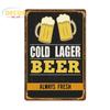 Винтажный металлический плакат с холодным пивом, ретро жестяная вывеска для напитков, бар, клуб, паб, настенная художественная декоративная тарелка для современного домашнего декора, эстетические подарки