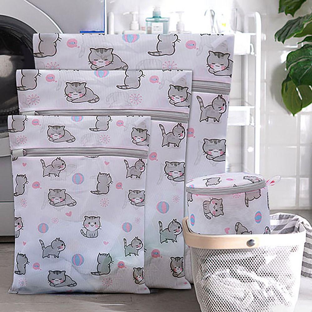 Large Capacity Washing Bag Cat Print Laundry Basket Convenient Storage Bags Household