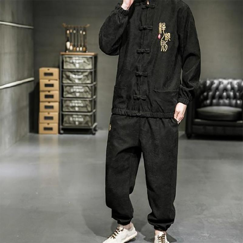 Китайский костюм Тан с вышивкой, летняя мужская этническая одежда в китайском стиле в стиле ретро