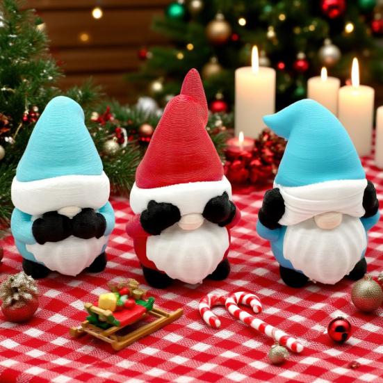 1/3Pcs 3D Printed Christmas Gnome Ornament No See Hear Speak