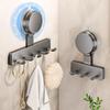 Wall-Mounted Suction Hook & Towel Rack - No Drill, Strong Load, One-Row Design for Bathroom or Door.