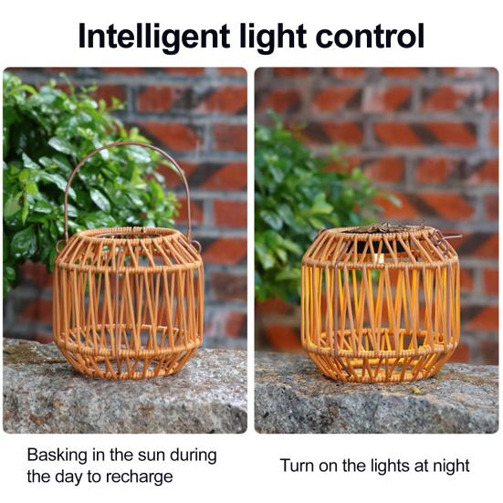 Солнечный фонарь с верхней ручкой, уличный подвесной ротанговый фонарь, всепогодный