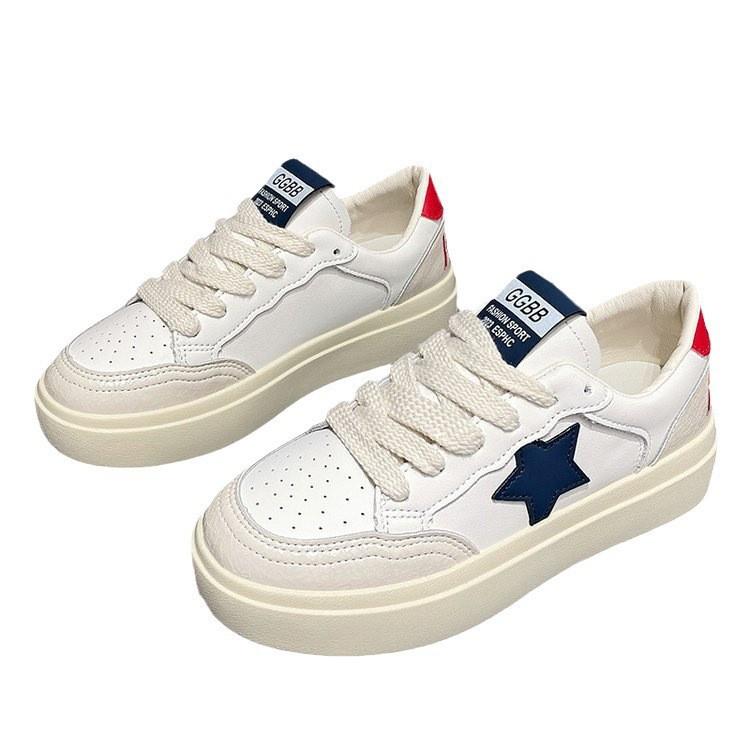 Звездные маленькие белые туфли женские модели туфли на плоской подошве в иностранном стиле тонкие срезы весенне-осенних повседневных туфель Wildcard на толстой подошве женские туфли