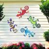 4Pcs Gecko Wall Decor, Iron Sculpture, Artwork Hanging Outdoor Decoration for Yard