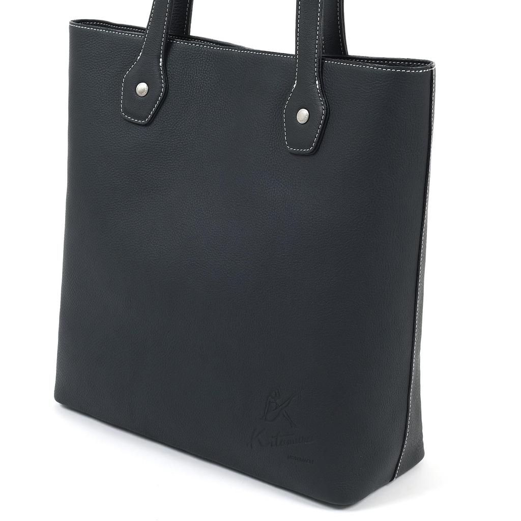 Italian Leather Bag Dark Stitch 10911 [Kitamura] Semi-Shoulder Y-1386 Men's Blue/Ivory [Navy]