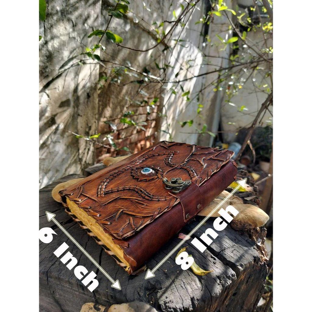 Уникальный кожаный журнал Eye: Заклинательный гримуар на Хэллоуин, дни рождения, годовщины. Идеально подходит для ведьм и викканских язычников