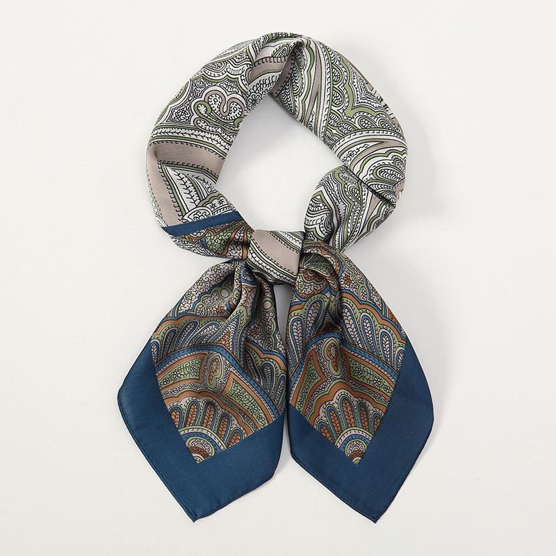 Luxury Women Silk Square Scarf Shawl Fashion Xiaoxiangfeng Print Design Satin Hijab Wraps Neckerchief Female Hair Bands 70*70CM