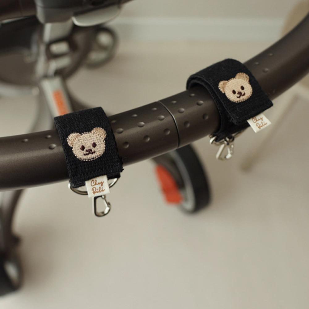 Embroidered Bear Baby Stroller Hooks Diaper Bag Accessories Mommy bags Pushchair Clips