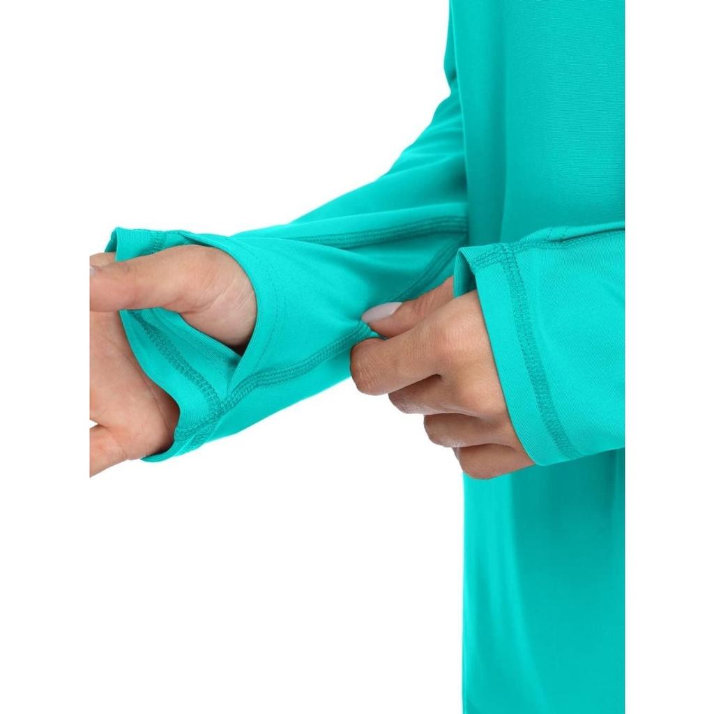 CHARMLEAKS Женская рубашка для плавания с защитой от опрокидывания, с длинным рукавом, защита от солнца, отверстие для большого пальца, UPF 50, V-образный вырез