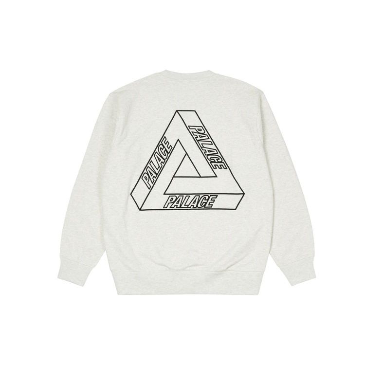 Palace Outliner Crew Neck Sweatshirt With Tri-Ferg Back Print Unisex Tops Light-Grey-Marl White P20CS145