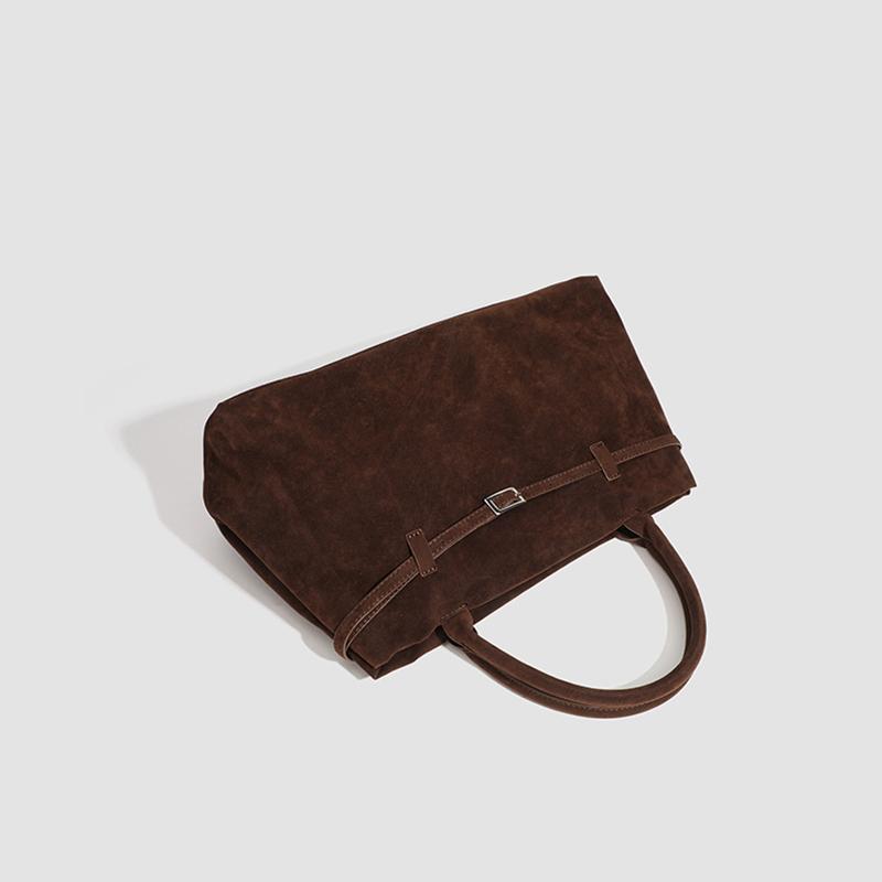 Женская вместительная винтажная сумка-тоут - Элегантная коричневая, Жесткая застежка-кнопка, Прочные ручки для работы, путешествий, повседневного использования