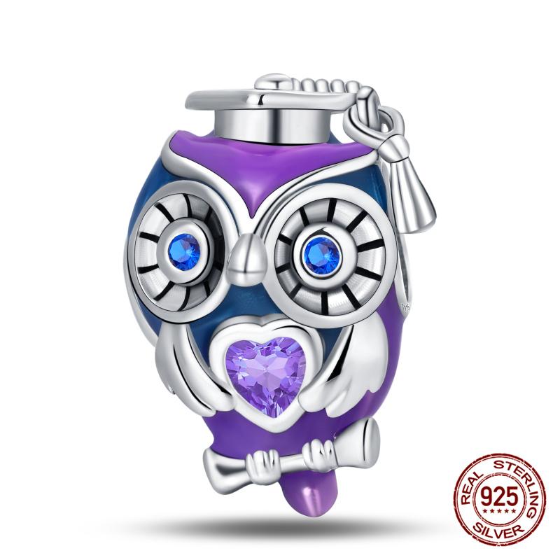 Original Owl Beads 100% 925 Silver Lucky Cat Elephant Charms Fit Original 925 Bracelet DIY Jewelry Making Women's Gift