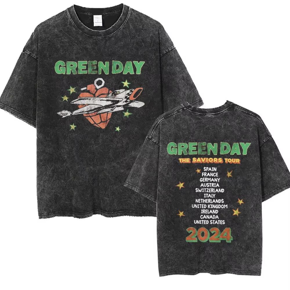 Стирка Винтажные Панк-группа Green Day Kerplunk Графические Футболки Мужские Женские Готический Рок Ретро Футболки Мужские s Оверсайз Футболки