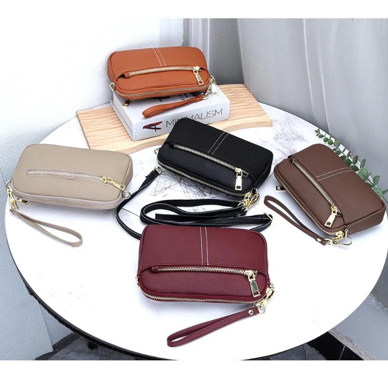 Top Grain Cowhide Small Square Bag for Women 2026 Crossbody Shoulder Handheld Bag, Leather Lightweight Casual Phe Purse Wallet