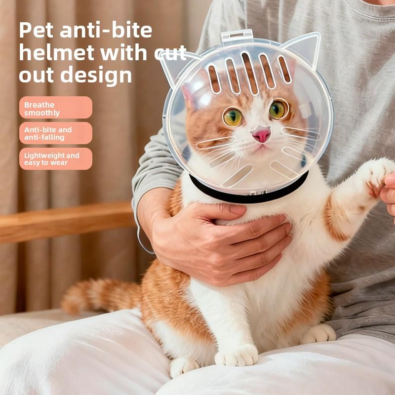 Cat Dog Anti-bite Helmet Breathable Space Hood Pet Post-operative Anti Lick Head Cover Bath Nail Trimming Elizabeth Collar